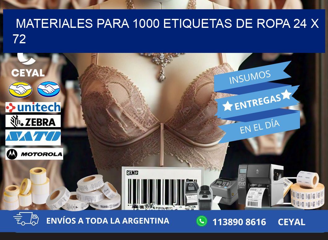 MATERIALES PARA 1000 ETIQUETAS DE ROPA 24 x 72