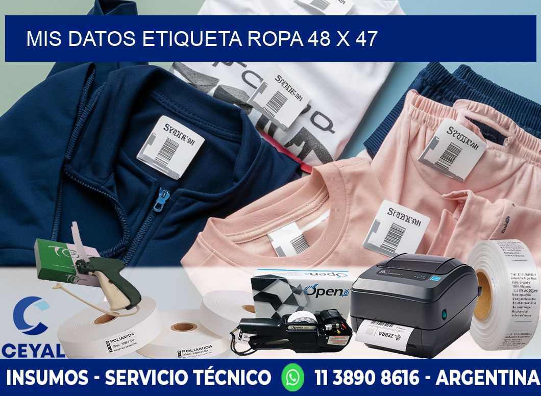 MIS DATOS ETIQUETA ROPA 48 x 47