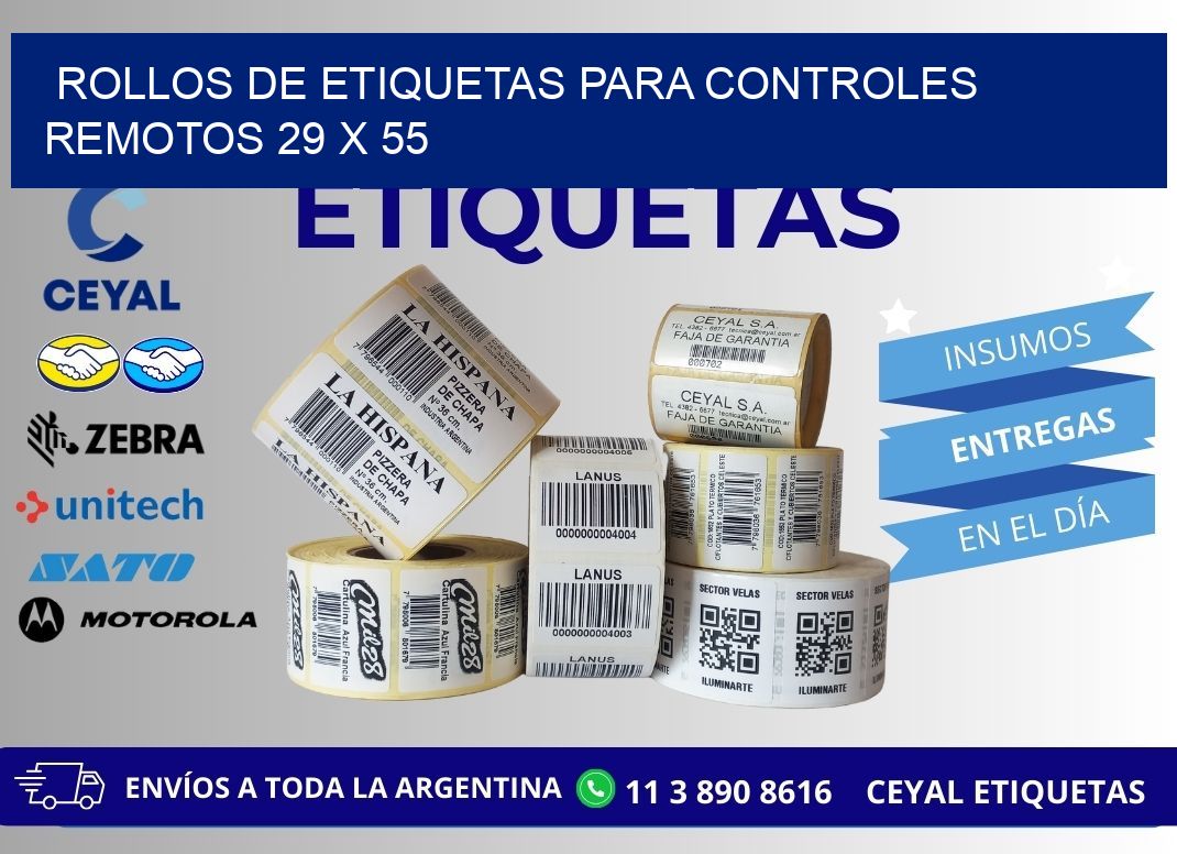 ROLLOS DE ETIQUETAS PARA CONTROLES REMOTOS 29 x 55