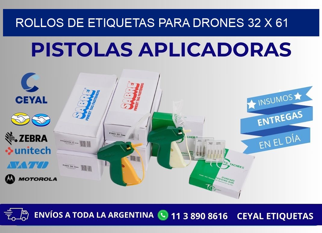 ROLLOS DE ETIQUETAS PARA DRONES 32 x 61