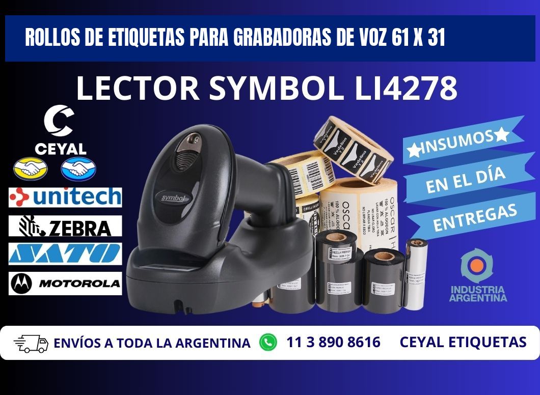 ROLLOS DE ETIQUETAS PARA GRABADORAS DE VOZ 61 x 31