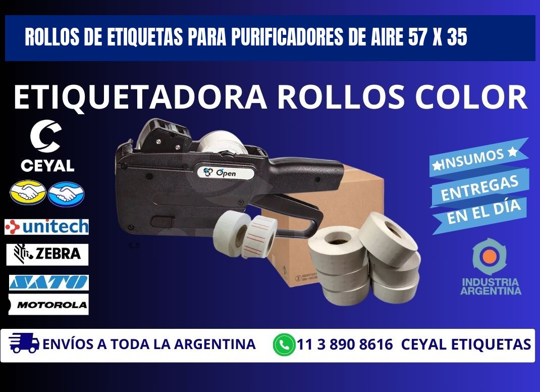 ROLLOS DE ETIQUETAS PARA PURIFICADORES DE AIRE 57 x 35