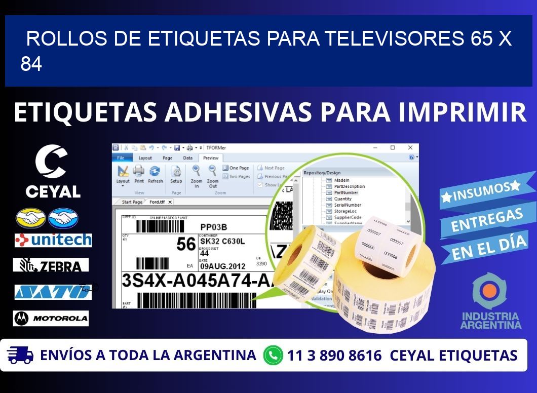 ROLLOS DE ETIQUETAS PARA TELEVISORES 65 x 84