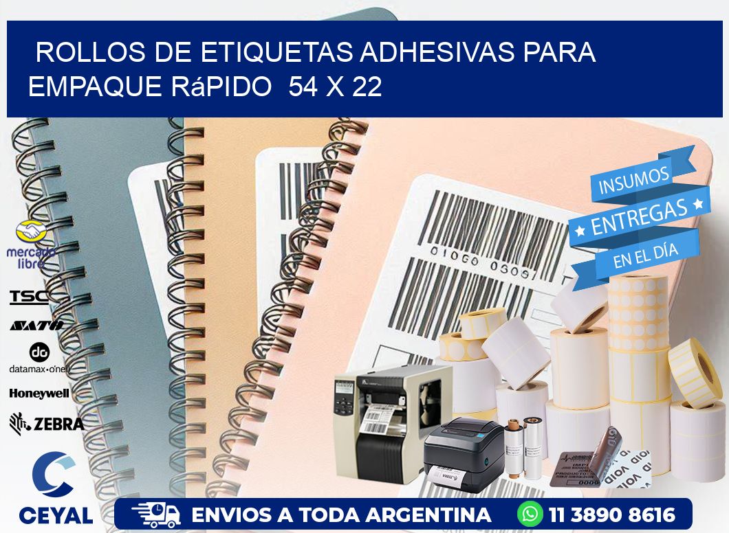 Rollos de Etiquetas Adhesivas para Empaque Rápido  54 x 22