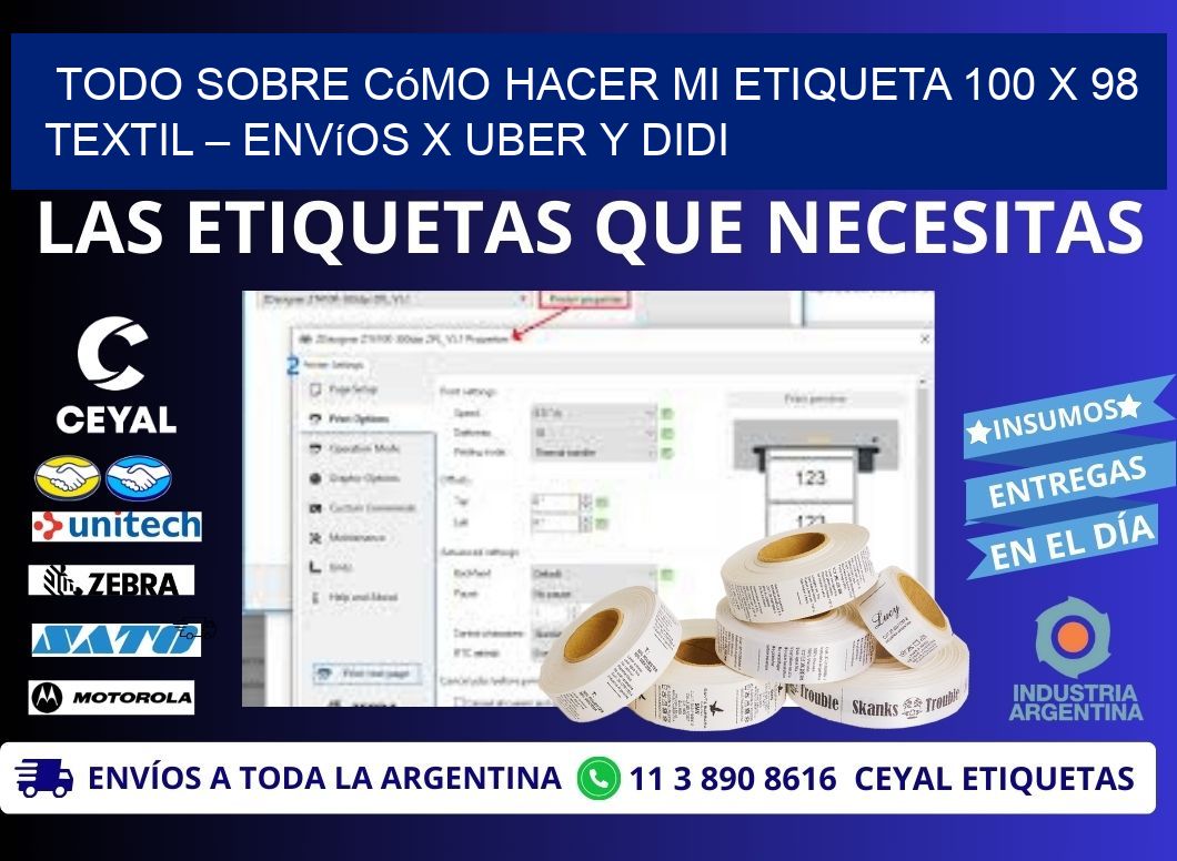 Todo sobre cómo hacer mi Etiqueta 100 x 98 textil – Envíos x Uber y DiDi