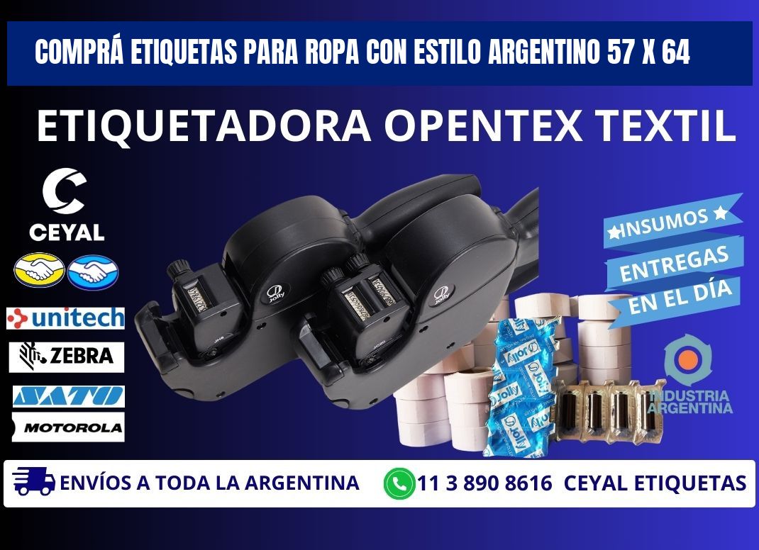 COMPRÁ ETIQUETAS PARA ROPA CON ESTILO ARGENTINO 57 x 64