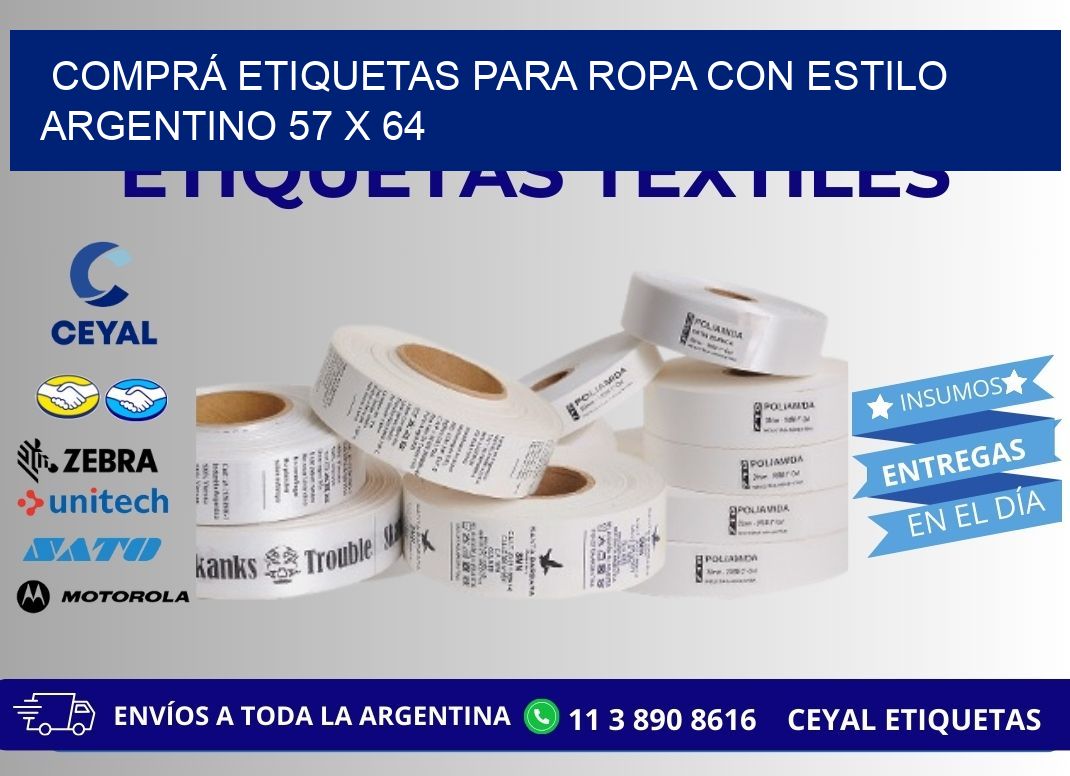 COMPRÁ ETIQUETAS PARA ROPA CON ESTILO ARGENTINO 57 x 64