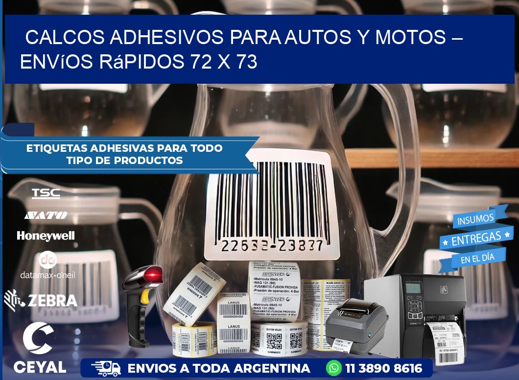 Calcos Adhesivos para Autos y Motos – Envíos Rápidos 72 x 73