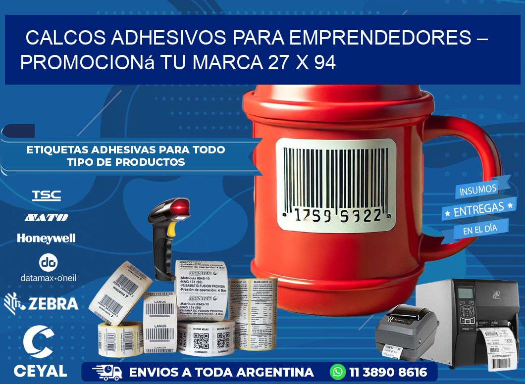 Calcos Adhesivos para Emprendedores – Promocioná Tu Marca 27 x 94