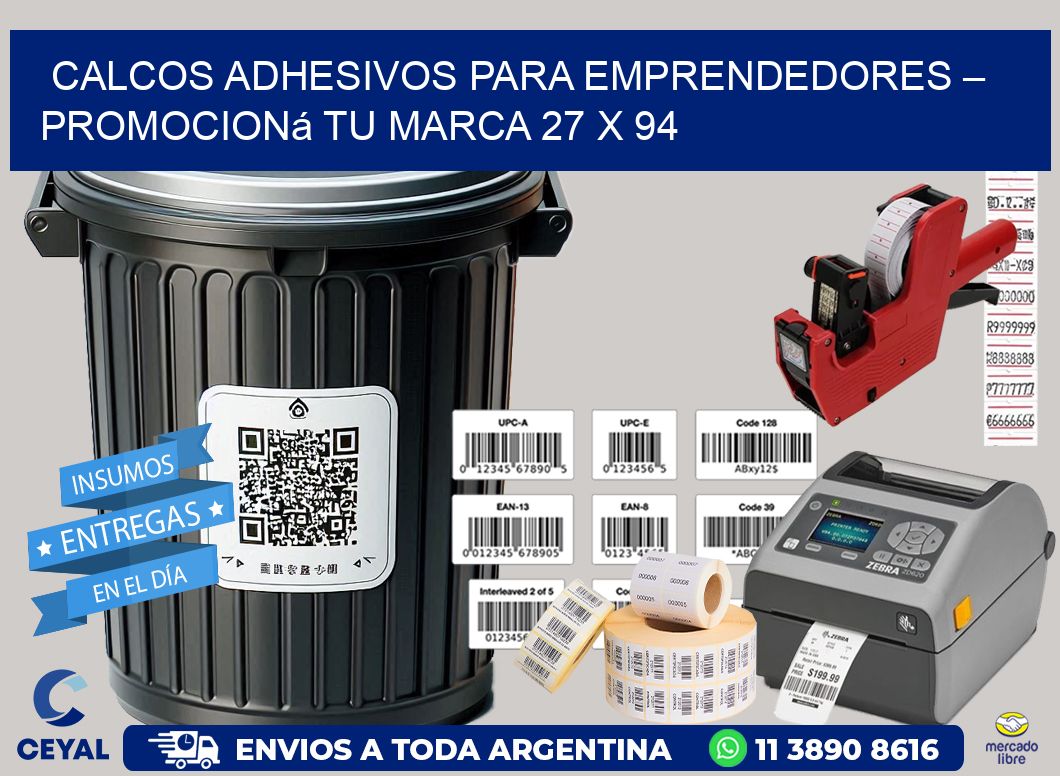 Calcos Adhesivos para Emprendedores – Promocioná Tu Marca 27 x 94