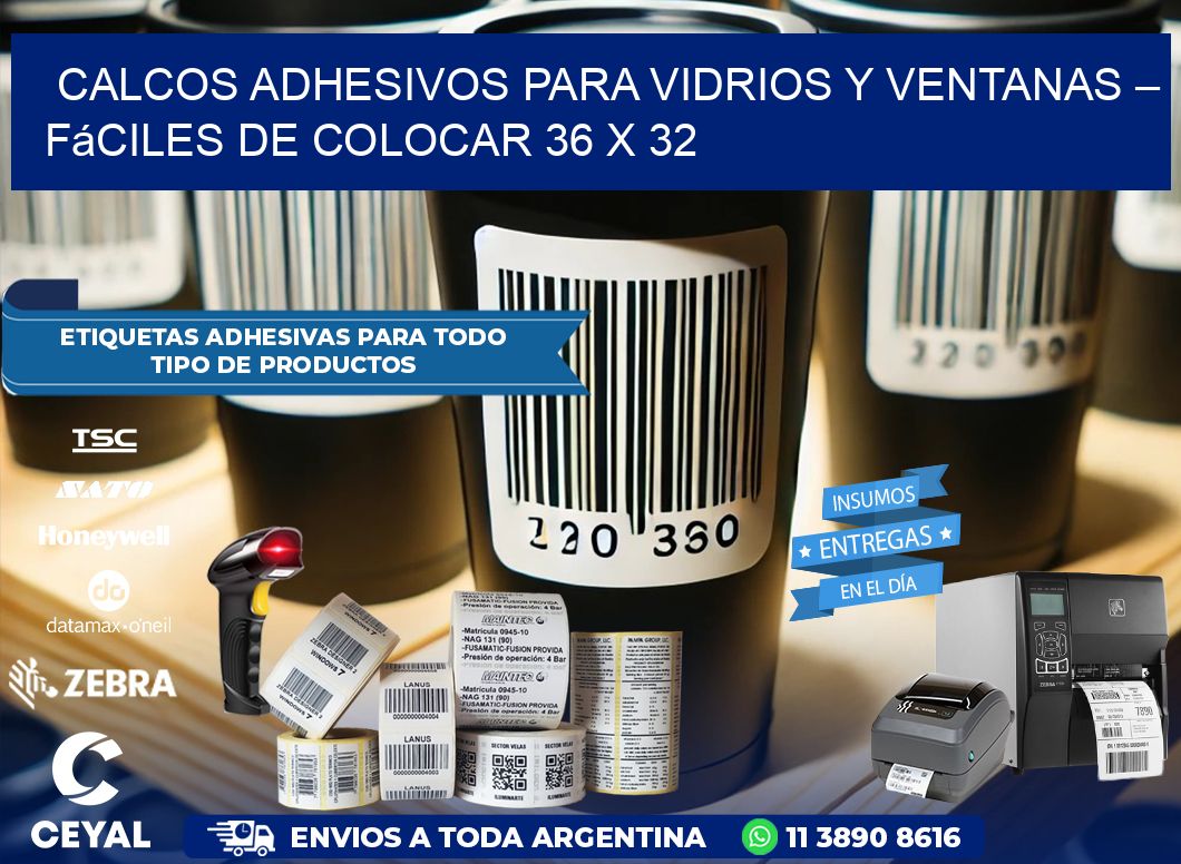 Calcos Adhesivos para Vidrios y Ventanas – Fáciles de Colocar 36 x 32