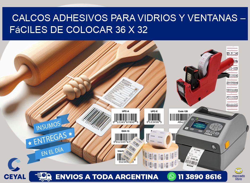 Calcos Adhesivos para Vidrios y Ventanas – Fáciles de Colocar 36 x 32