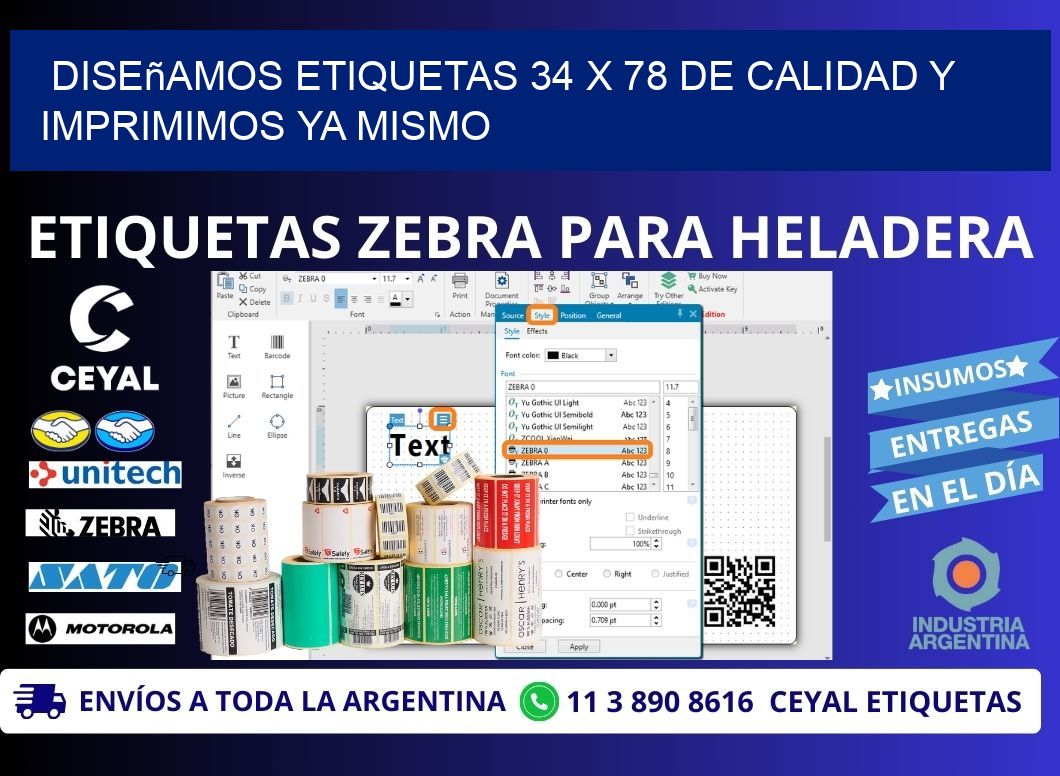 Diseñamos Etiquetas 34 x 78 de Calidad y Imprimimos Ya Mismo