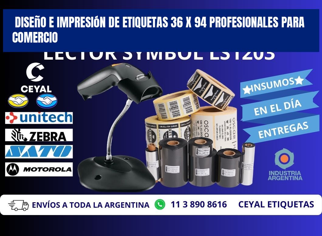 Diseño e Impresión de Etiquetas 36 x 94 Profesionales para Comercio