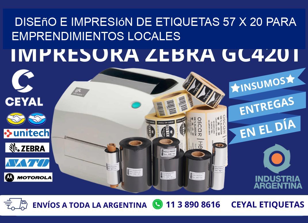 Diseño e Impresión de Etiquetas 57 x 20 para Emprendimientos Locales