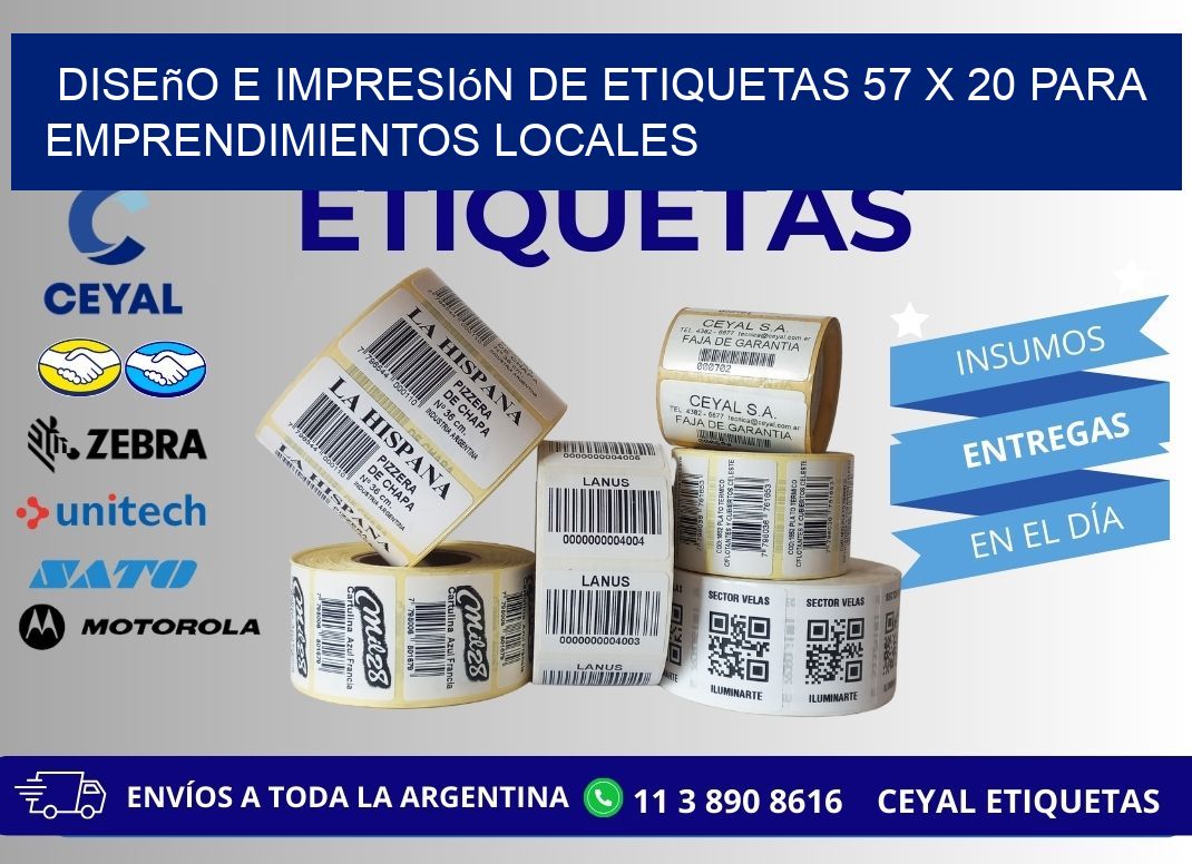 Diseño e Impresión de Etiquetas 57 x 20 para Emprendimientos Locales