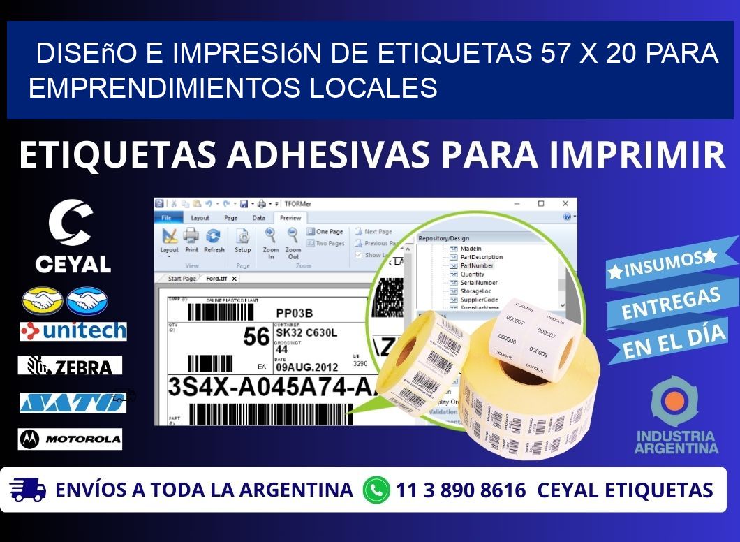 Diseño e Impresión de Etiquetas 57 x 20 para Emprendimientos Locales