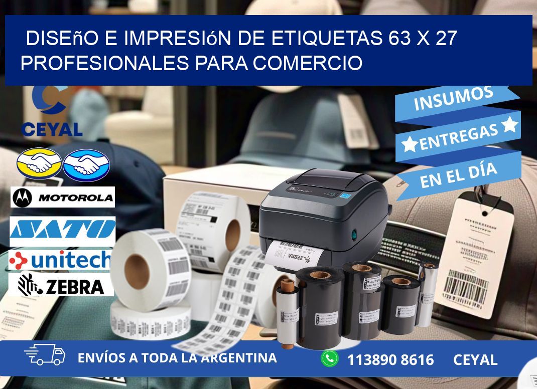 Diseño e Impresión de Etiquetas 63 x 27 Profesionales para Comercio