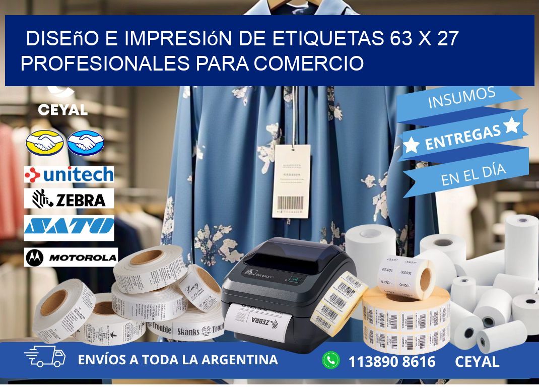 Diseño e Impresión de Etiquetas 63 x 27 Profesionales para Comercio