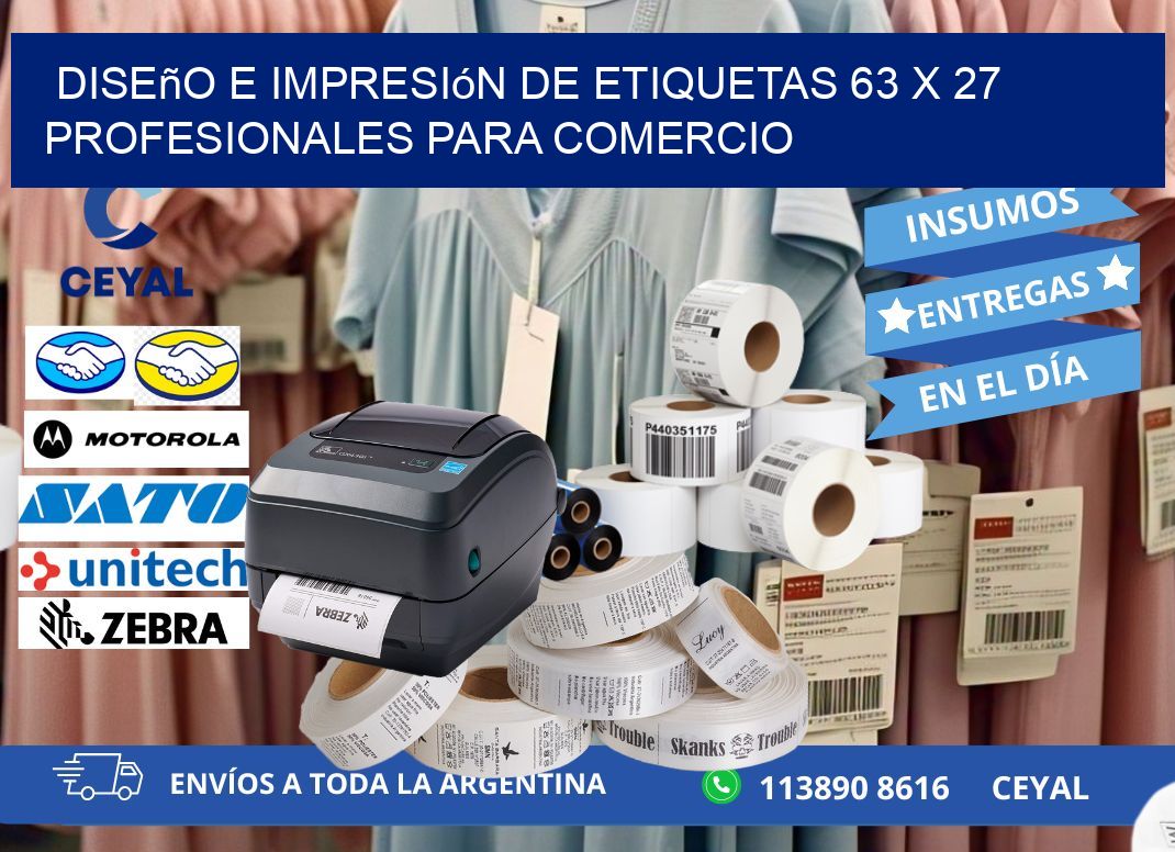 Diseño e Impresión de Etiquetas 63 x 27 Profesionales para Comercio