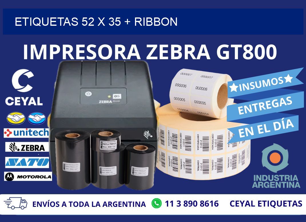 ETIQUETAS 52 x 35 + RIBBON