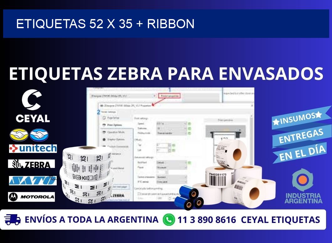 ETIQUETAS 52 x 35 + RIBBON