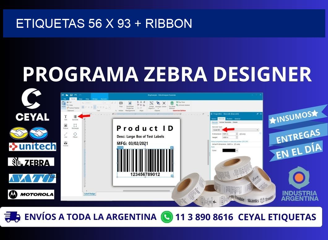 ETIQUETAS 56 x 93 + RIBBON