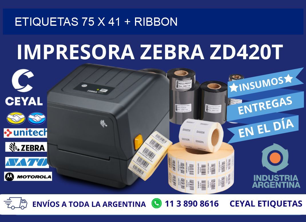 ETIQUETAS 75 x 41 + RIBBON