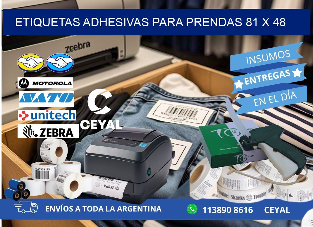 ETIQUETAS ADHESIVAS PARA PRENDAS 81 x 48