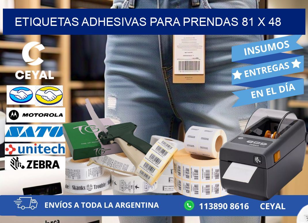 ETIQUETAS ADHESIVAS PARA PRENDAS 81 x 48