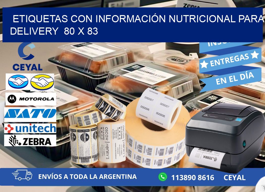 ETIQUETAS CON INFORMACIÓN NUTRICIONAL PARA DELIVERY  80 x 83