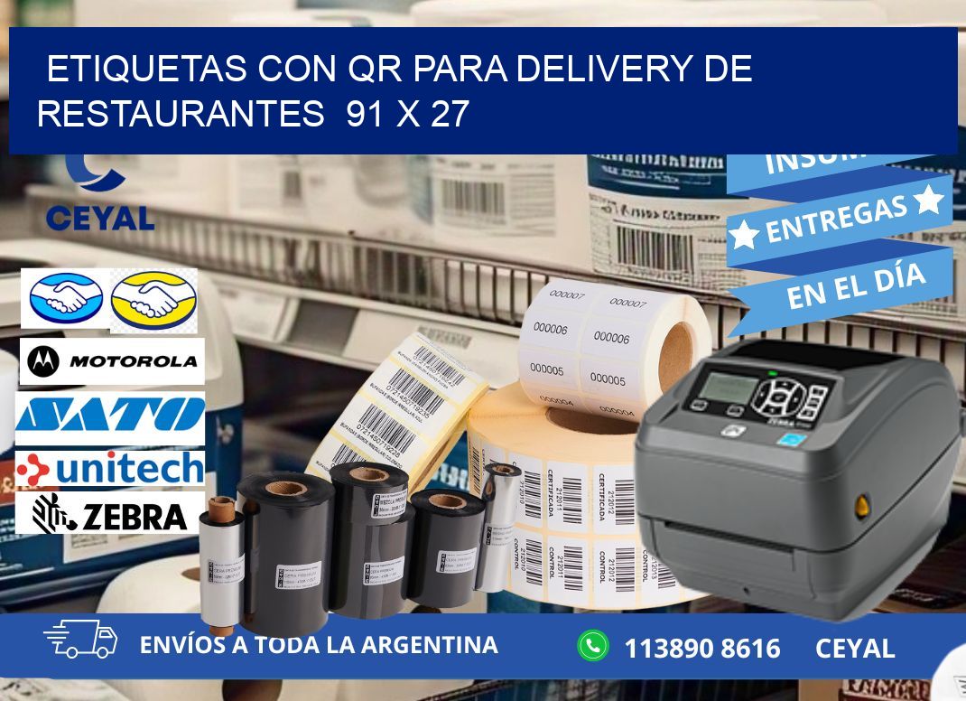 ETIQUETAS CON QR PARA DELIVERY DE RESTAURANTES  91 x 27