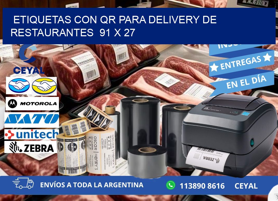 ETIQUETAS CON QR PARA DELIVERY DE RESTAURANTES  91 x 27