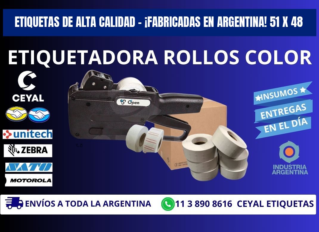 ETIQUETAS DE ALTA CALIDAD – ¡FABRICADAS EN ARGENTINA! 51 x 48