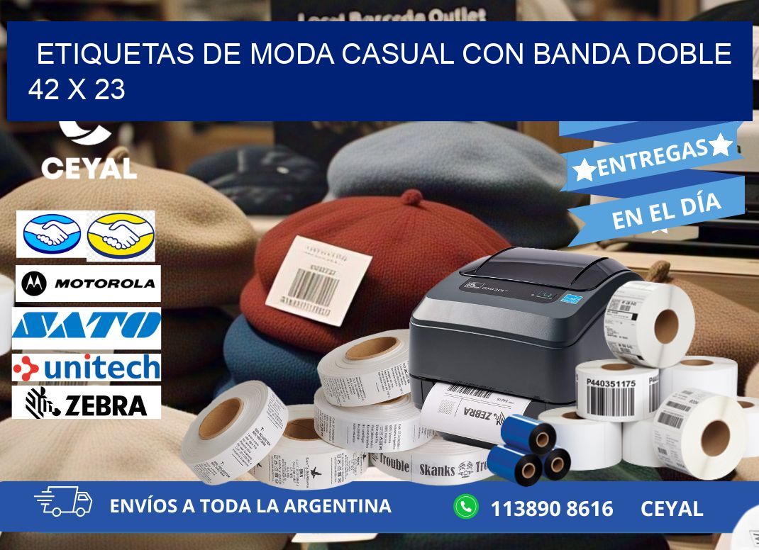 ETIQUETAS DE MODA CASUAL CON BANDA DOBLE 42 x 23