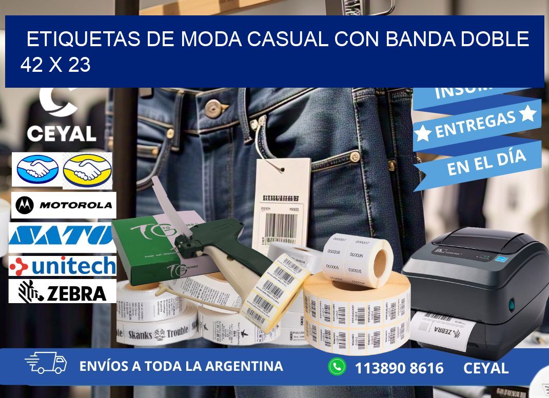 ETIQUETAS DE MODA CASUAL CON BANDA DOBLE 42 x 23