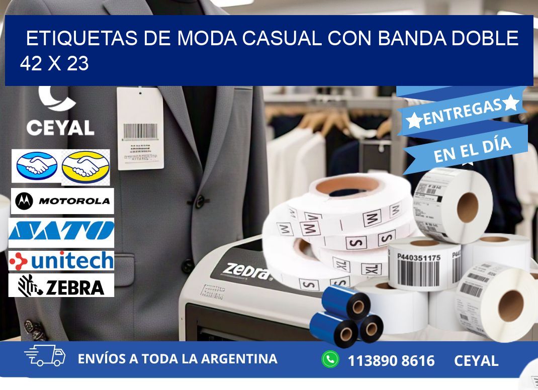 ETIQUETAS DE MODA CASUAL CON BANDA DOBLE 42 x 23