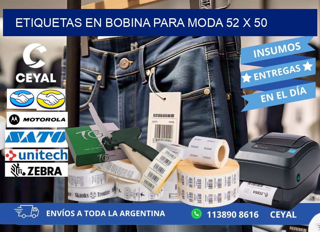 ETIQUETAS EN BOBINA PARA MODA 52 x 50