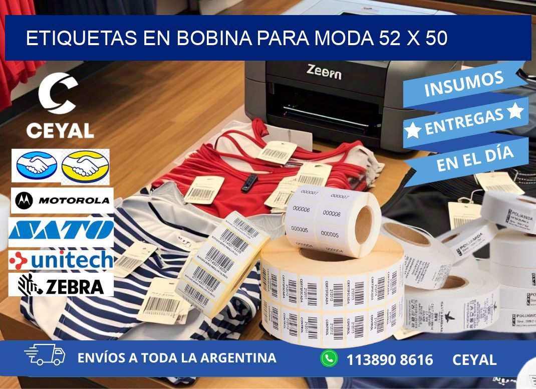 ETIQUETAS EN BOBINA PARA MODA 52 x 50