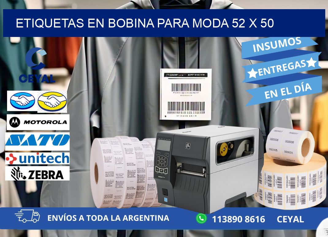 ETIQUETAS EN BOBINA PARA MODA 52 x 50