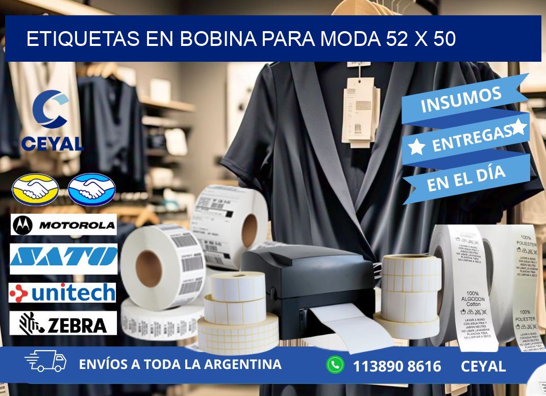 ETIQUETAS EN BOBINA PARA MODA 52 x 50