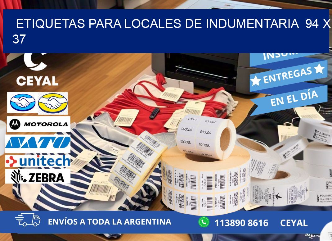 ETIQUETAS PARA LOCALES DE INDUMENTARIA  94 x 37