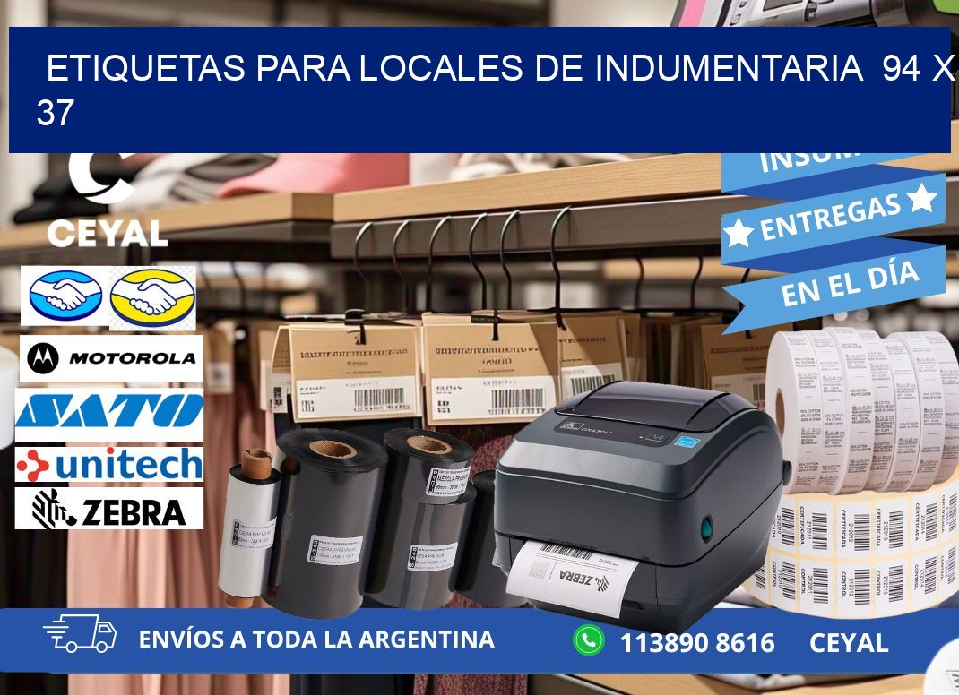 ETIQUETAS PARA LOCALES DE INDUMENTARIA  94 x 37