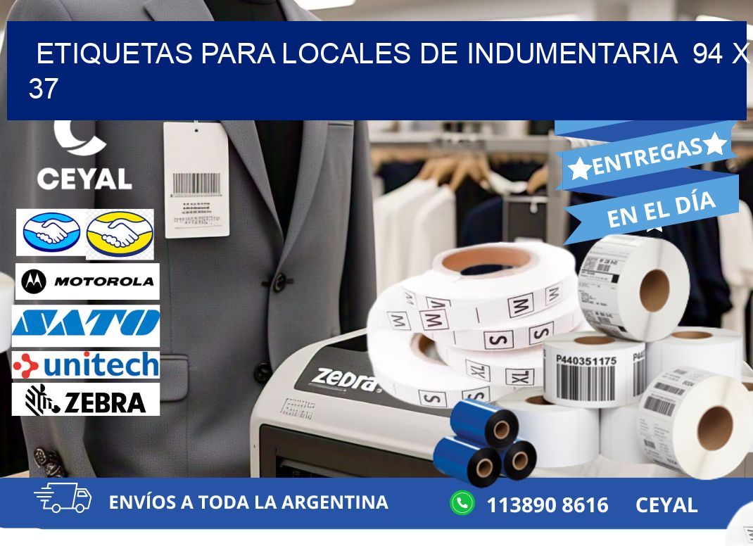 ETIQUETAS PARA LOCALES DE INDUMENTARIA  94 x 37