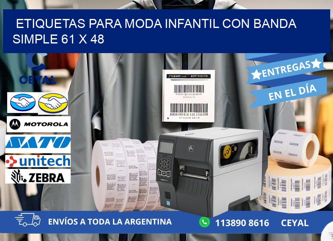 ETIQUETAS PARA MODA INFANTIL CON BANDA SIMPLE 61 x 48