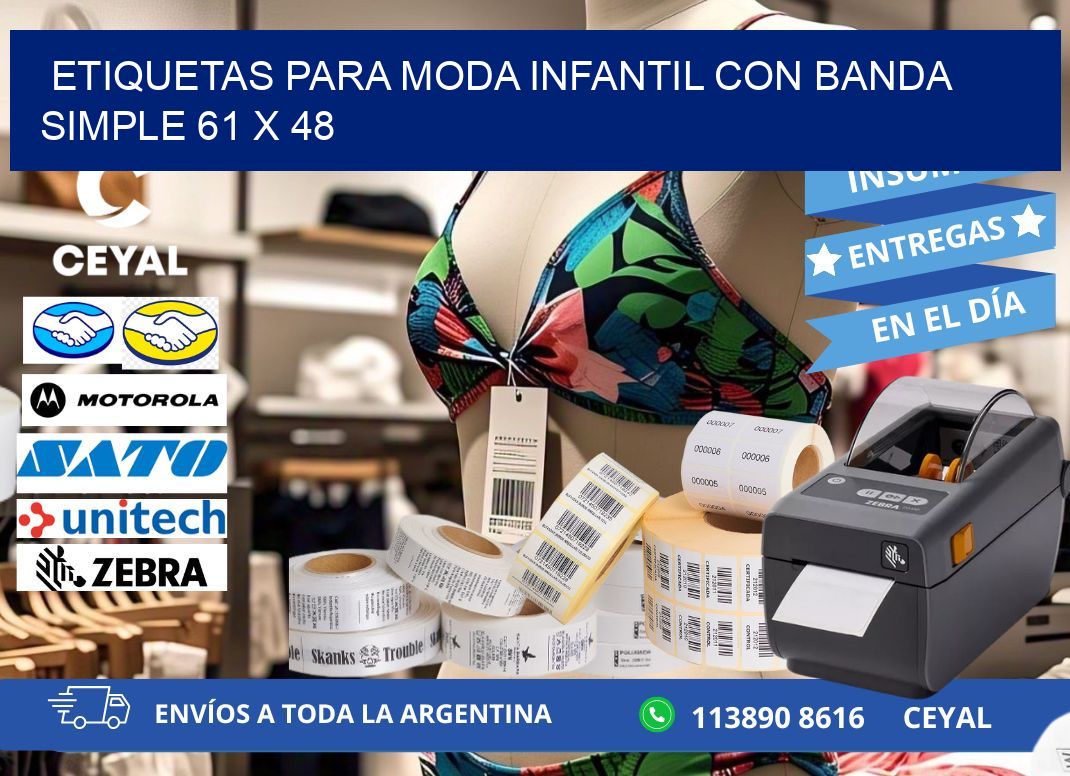 ETIQUETAS PARA MODA INFANTIL CON BANDA SIMPLE 61 x 48