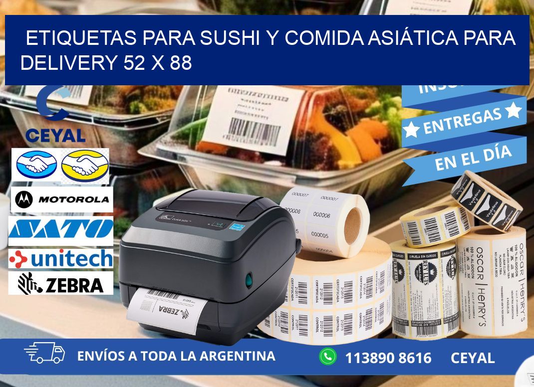 ETIQUETAS PARA SUSHI Y COMIDA ASIÁTICA PARA DELIVERY 52 x 88