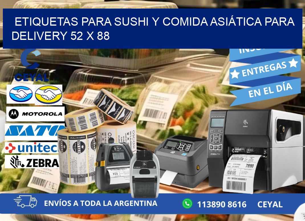 ETIQUETAS PARA SUSHI Y COMIDA ASIÁTICA PARA DELIVERY 52 x 88