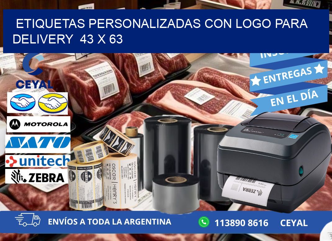 ETIQUETAS PERSONALIZADAS CON LOGO PARA DELIVERY  43 x 63