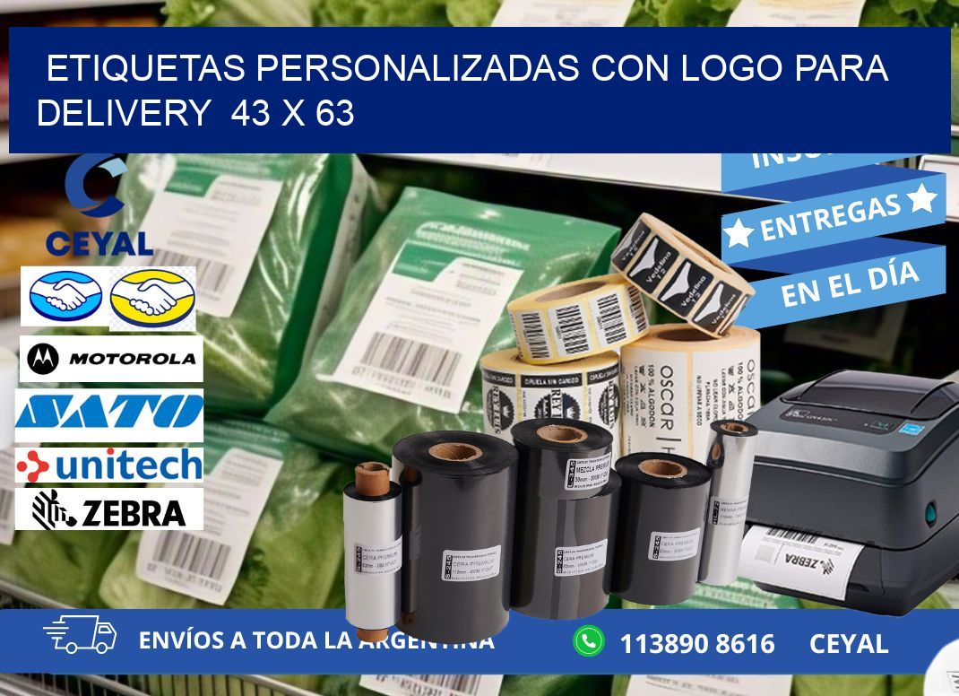 ETIQUETAS PERSONALIZADAS CON LOGO PARA DELIVERY  43 x 63